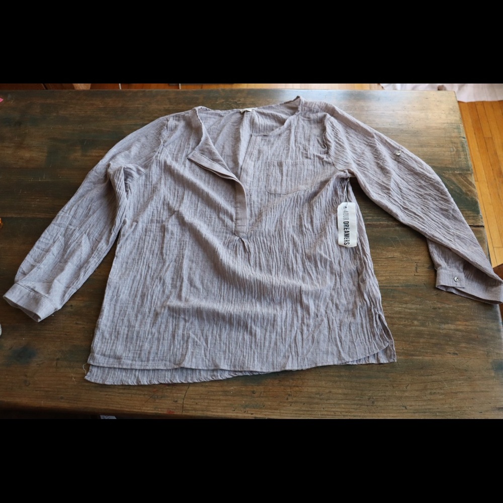 4Our Dreamers cotton grayish/light brown long sleeved shirt in L